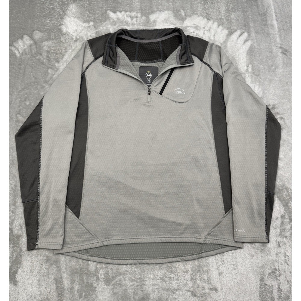 Cabelas XPG 1/4 Zip Pullover Mens Large Gray Windstopper Jacket Sweatshirt Trail